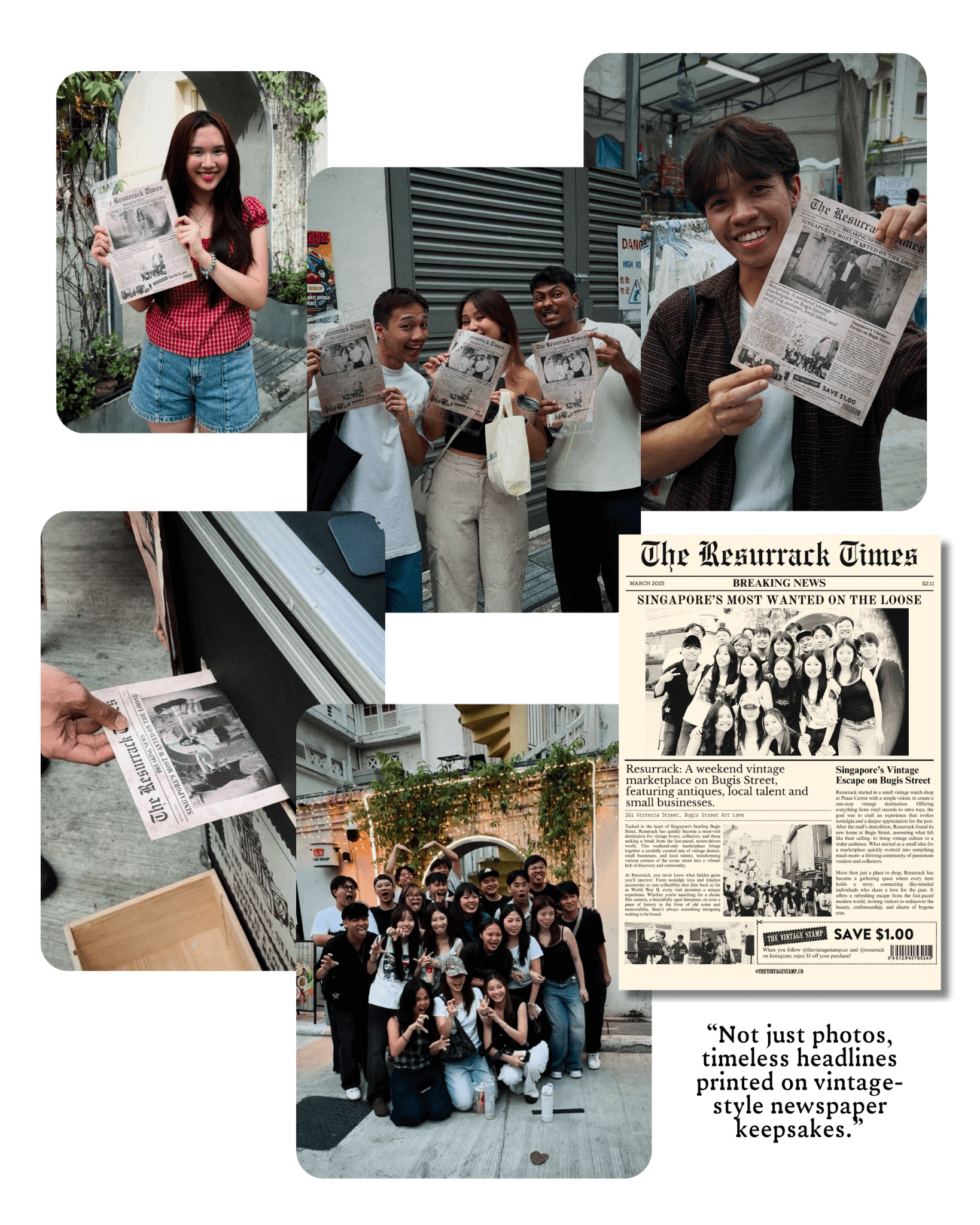 The Vintage Stamp, Newspaper Photobooth Photo Collage